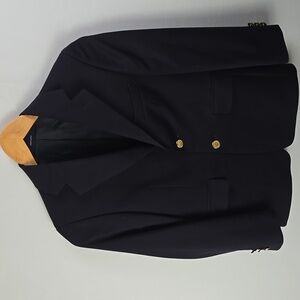 Lord & Taylor Boys Navy 2 Button Blazer Jacket with Gold Buttons Sz 10R Preppy